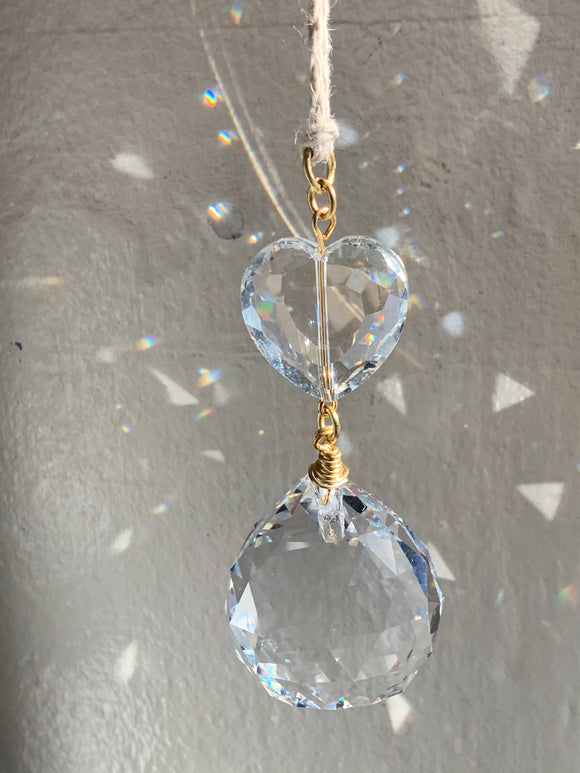 Be Mine - Heart Crystal prism Suncatcher - crystal valentine- sun catcher, sun prism, rainbow maker, crystal heart