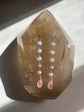 Ombré peach moonstone and blue chalcedony Earrings