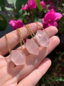 Rose Quartz Choker - 14” length