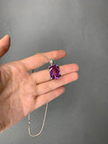 Faceted square Amethyst sterling silver necklace - 18”