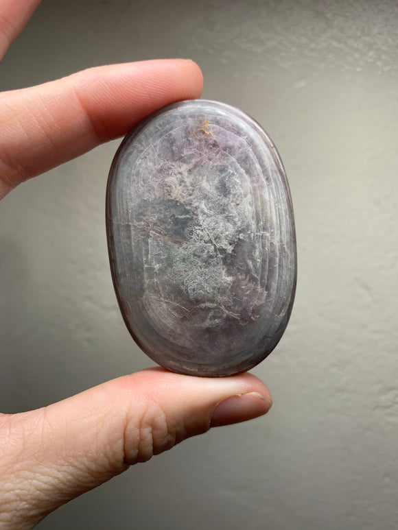 Gemmy Silvery Lepidolite Palm stone