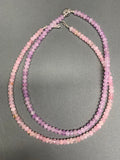 Rose Quartz or Lavender Jade Beaded Necklace - 16”