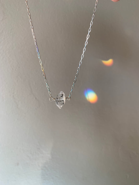 Herkimer Diamond Necklace - 14-16” length - layering necklace - Made to Order