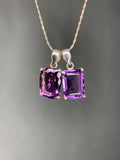 Faceted square Amethyst sterling silver necklace - 18”