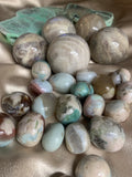 Green flower agate Tumble - two tumbles