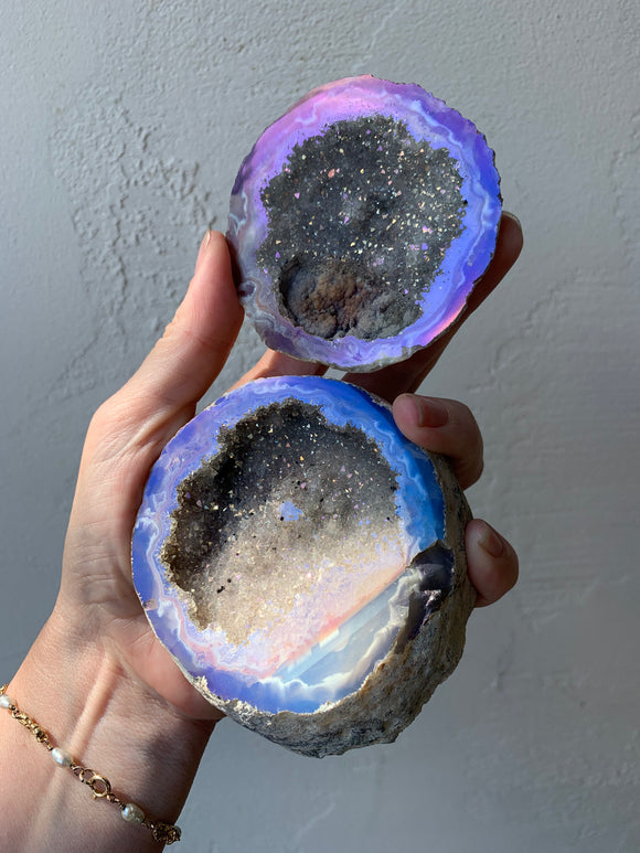 Electric blue Aura Geode