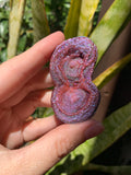 Aura Chalcedony -double rosette - rare purple/red
