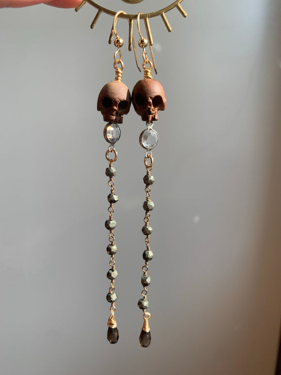 Wooden skull Earrings