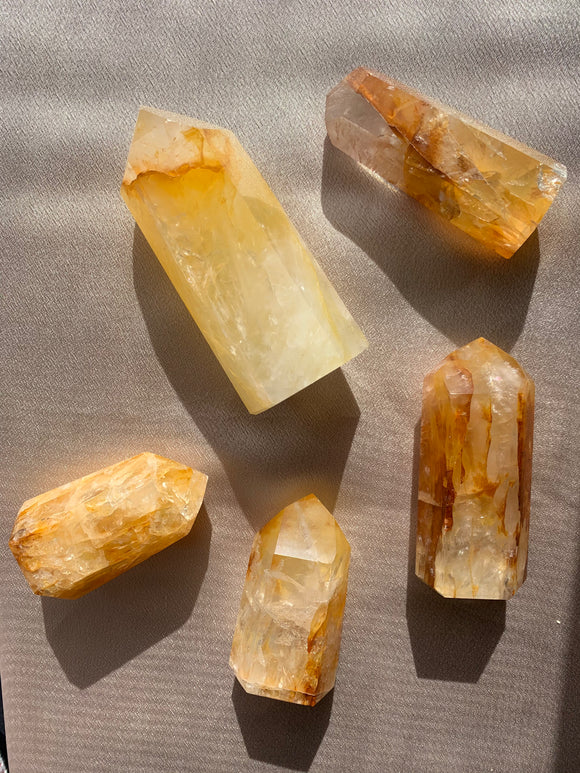 Golden Quartz with iron oxide inclusion