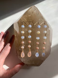 Ombré peach moonstone and blue chalcedony Earrings