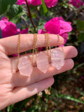 Rose Quartz Choker - 14” length