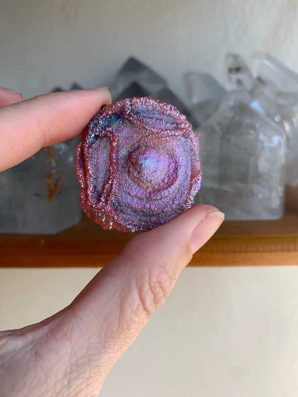 Rare red/ purple Druzy Aura Chalcedony Rosette